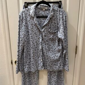 Soft Gray Leopard Print Pajama Set